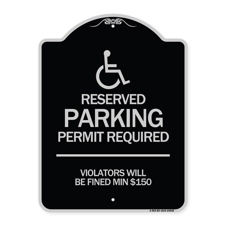Signmission Connecticut Reserved Parking Permit Required Violators Fined Min $150 Alum, 24" x 18", BS-1824-24658 A-DES-BS-1824-24658